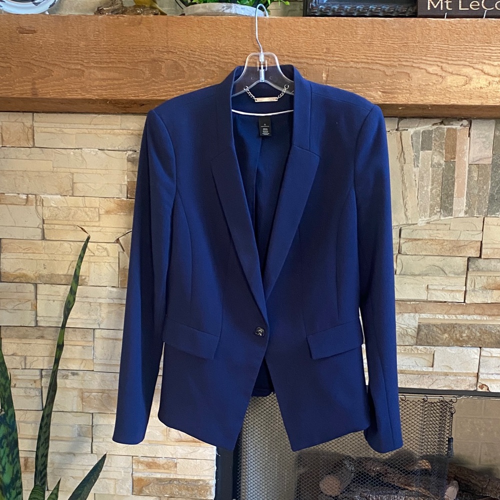 White House Black Market Single Button Navy Blazer